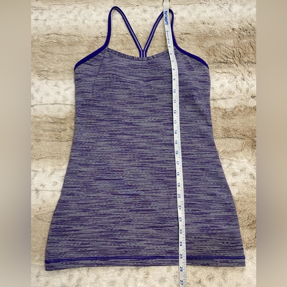 Lululemon Power Y Tank Micro Stripe Purple & White Size 6 - Picture 5 of 10